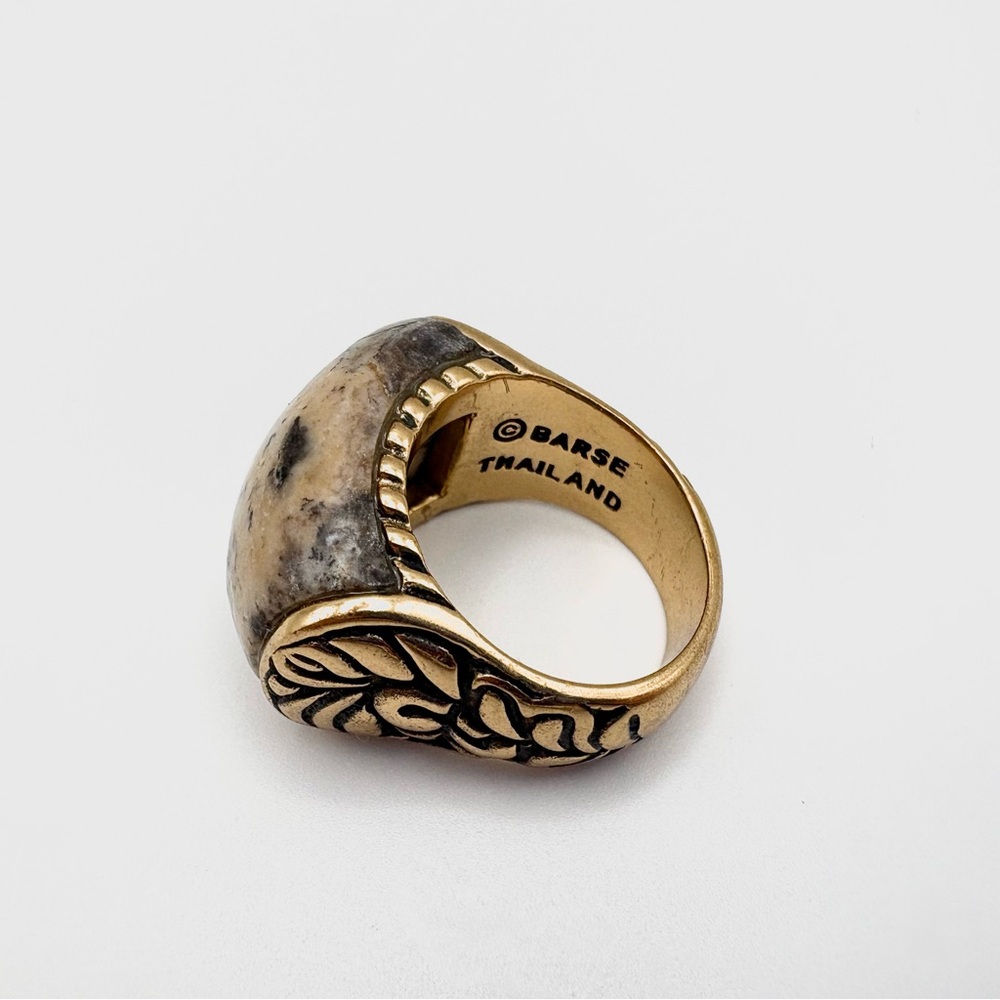 Studio Barse Natural Moss Agate Golden Bronze Southwestern Style Ring - Picture 5 of 6